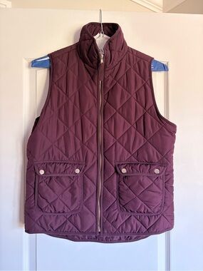 Thread & Supply Burgundy Quilted Puffer Vest Diamond Stitch Size M